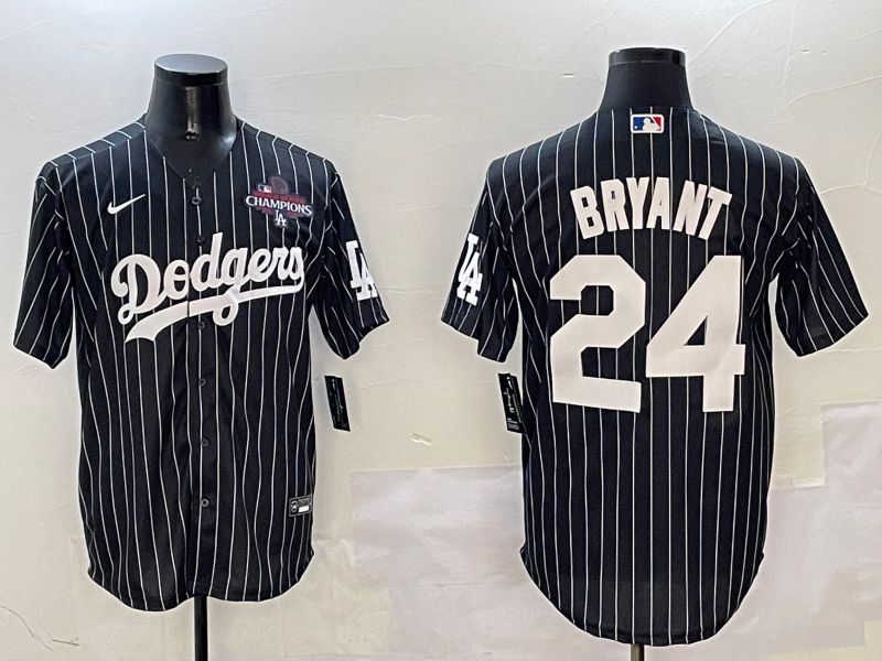 Men Los Angeles Dodgers 24 Bryant Black Stripe Jointly Name 2025 Nike MLB Jersey style 7